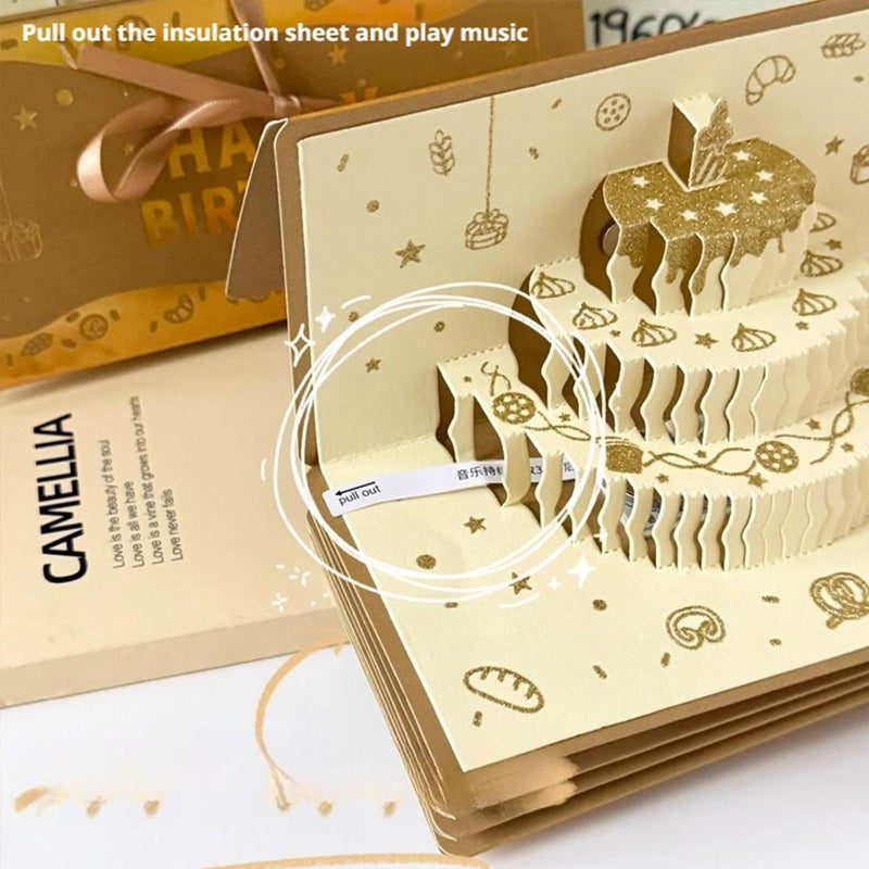 Birthday Money Envelope for Cash Gifts, 3d Popup Cake Card Diy Handmade Happy Birthday Pattern Card With 6 Slot Envelopes Box, New Year BirthdayGifts for Adults, Kids, Women, Men, Wife, Mum, Dad - Image 4